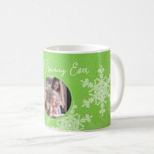 Mug Meilleur Granny Ever Green Snowflakes Texte minima