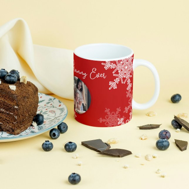 Mug Meilleur Granny Ever Red Snowflakes Texte minimali (Créateur téléchargé)