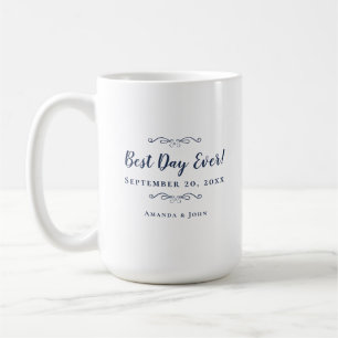 Mug Meilleur Jour Jamais Marine Bleu Élégant Mariage N