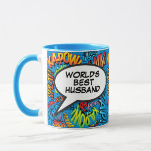 Mug Meilleur Mari au Monde Amusant Rétro Bande Dessiné