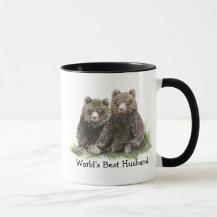 Mug Meilleur Mari du monde, Aquarelle Bears mignonne