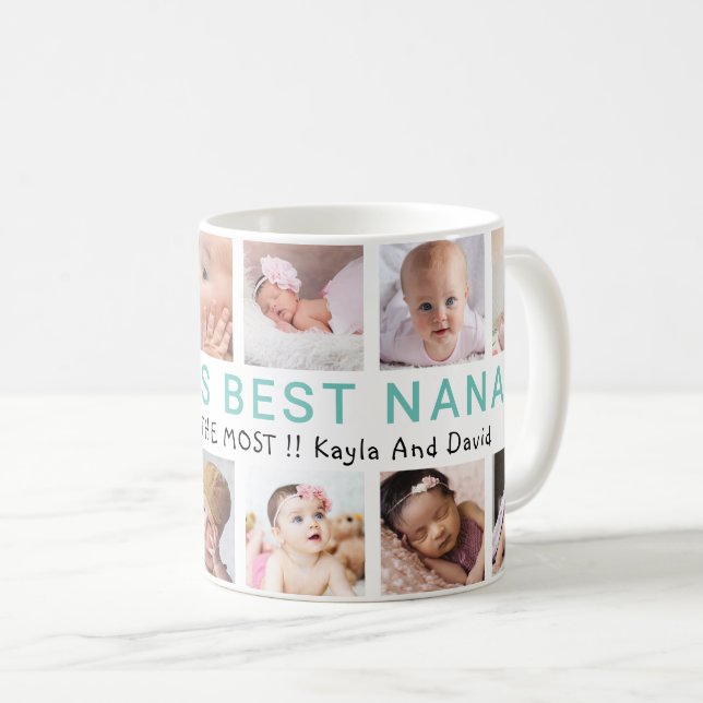 Mug Meilleur Nana Grandkids 12 photo Collage (Devant droit)