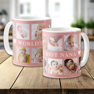 Mug Meilleur Nana rose du monde moderne 12 Collage pho