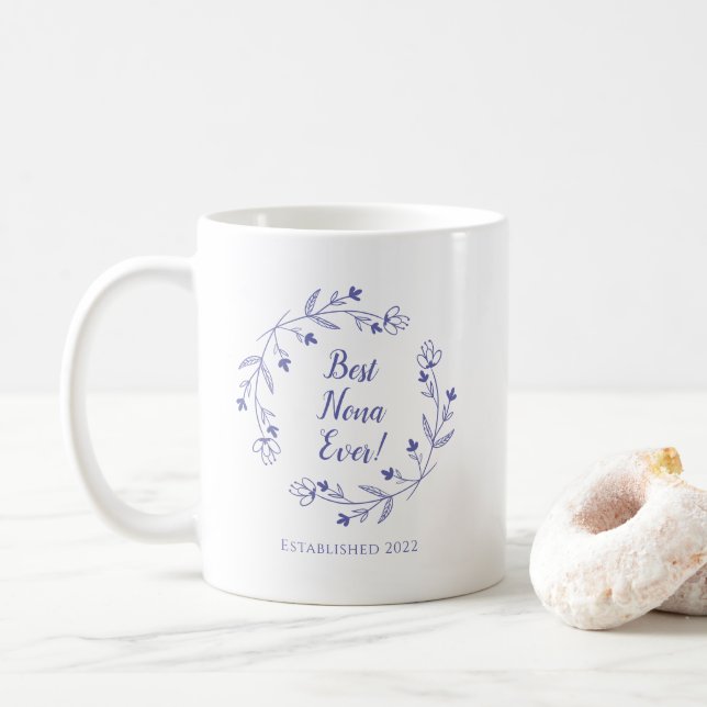 Mug Meilleur Nona jamais florale année de couronne Pér (Avec donut)