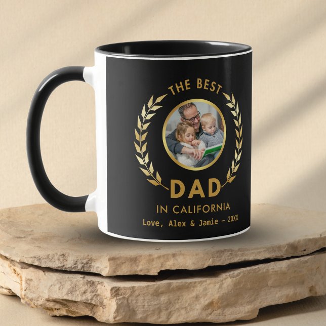 Mug Meilleur papa à CHICAGO Photo personnalisée Noir e (Créateur téléchargé)