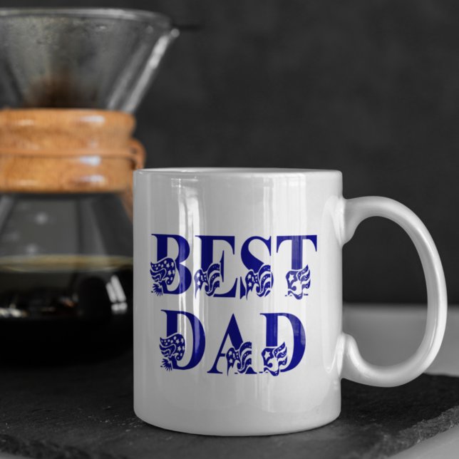 Mug Meilleur papa American Flag Texte bleu (Créateur téléchargé)