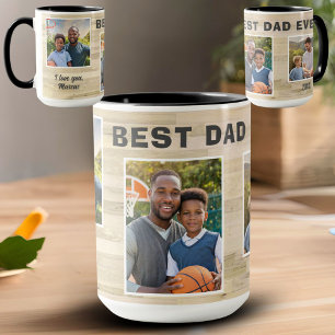 Mug Meilleur Papa Bois 3 Collage Photo Père