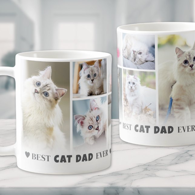 Mug Meilleur Papa Chat Collage de Photos de Animaux de (Best Cat Dad Pet Photo Collage Coffee Mug)