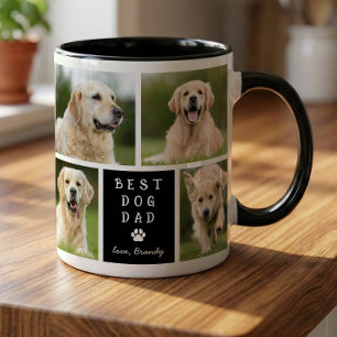 Mug Meilleur Papa Chien 4 Collage Photo Noir Blanc