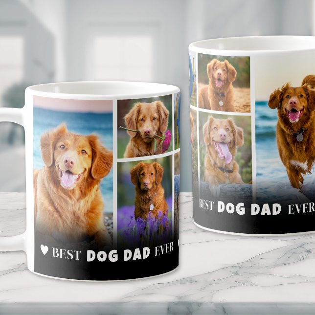 Mug Meilleur Papa Chien Ever Collage de Photos de Comp (Best Dog Dad Pet Photo Collage Coffee Mug)