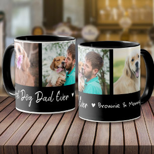 Mug Meilleur papa chien ever Collage photo 3 Noir