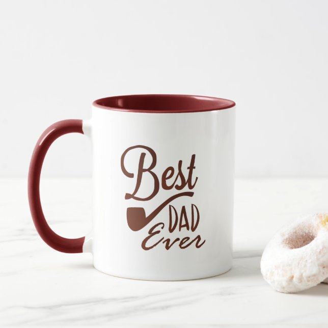 Mug Meilleur Papa de Tous les Temps Élégant Blanc (Avec donut)