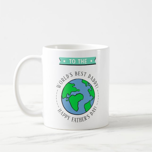 Mug Meilleur Papa du Monde Globe Fantaisie Fête des Pè (Gauche)