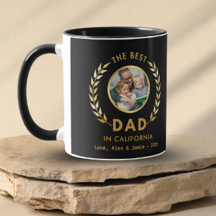 Mug Meilleur papa en Californie Photo personnalisée No