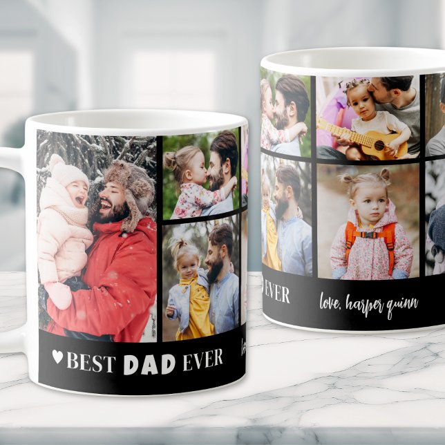 Mug Meilleur papa Ever 8 Photo Collage Fête des pères (Best Dad Ever 8 Photo Collage Fathers Day Coffee Mug)