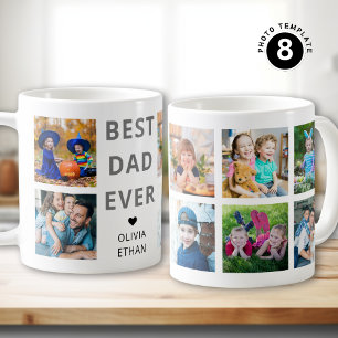 Mug Meilleur papa Ever 8 Photo Collage Personnalisé Bl