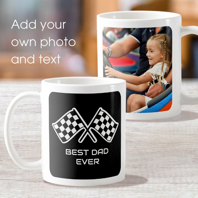 Mug Meilleur papa jamais À damiers drapeaux Photo pers (Créateur téléchargé)