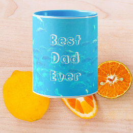 Mug Meilleur Papa Jamais Bleu Aqua École de Poissons d