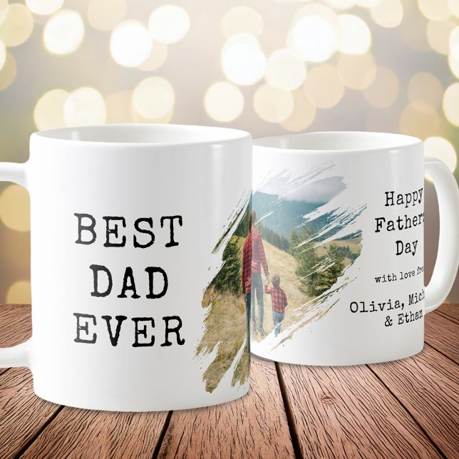 Mug Meilleur Papa Jamais Brush Stroke Photo (Créateur téléchargé)