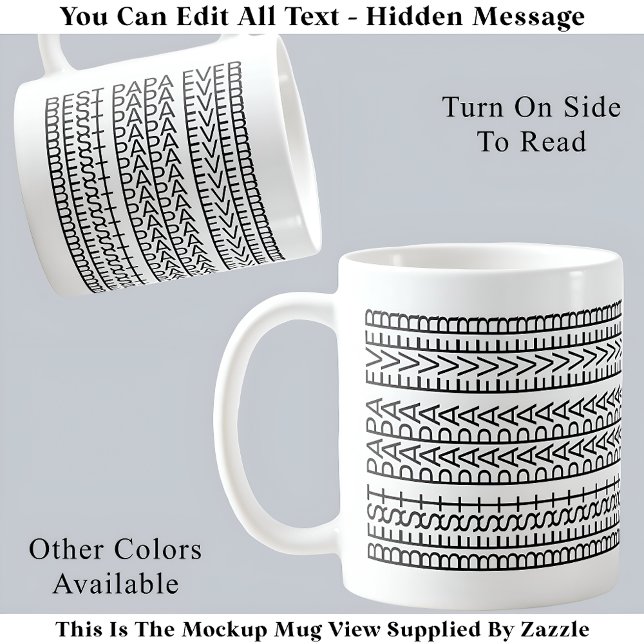 Mug Meilleur Papa Jamais caché Message 141BW Nouveauté (Créateur téléchargé)