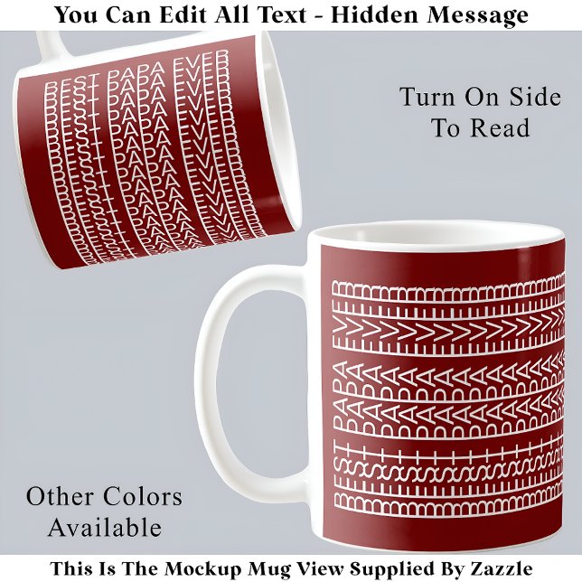 Mug Meilleur Papa Jamais caché Message 141WM Nouveauté (Créateur téléchargé)