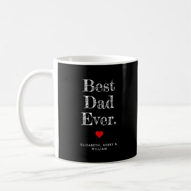 Mug Meilleur papa jamais des noms personnalisés (Gauche)