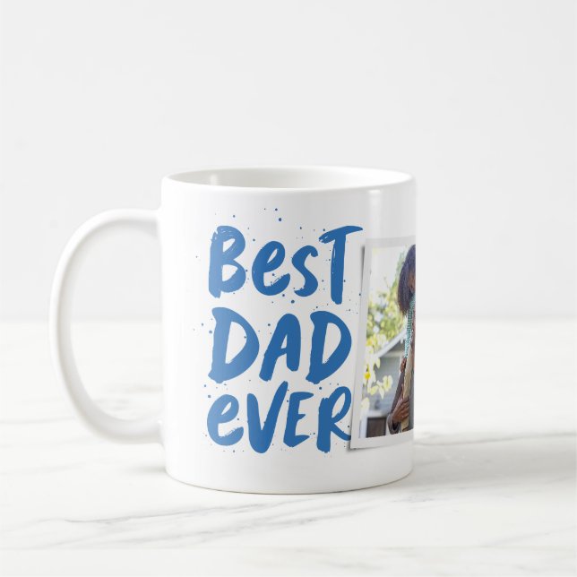 Mug Meilleur papa jamais Fête des pères photo bleu mod (Gauche)