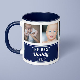 Mug Meilleur papa Jamais Marine Collage Bleu Photo