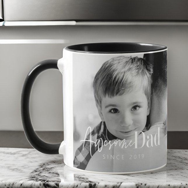 Mug Meilleur Papa Jamais Moderne Classique Simple Phot (Créateur téléchargé)
