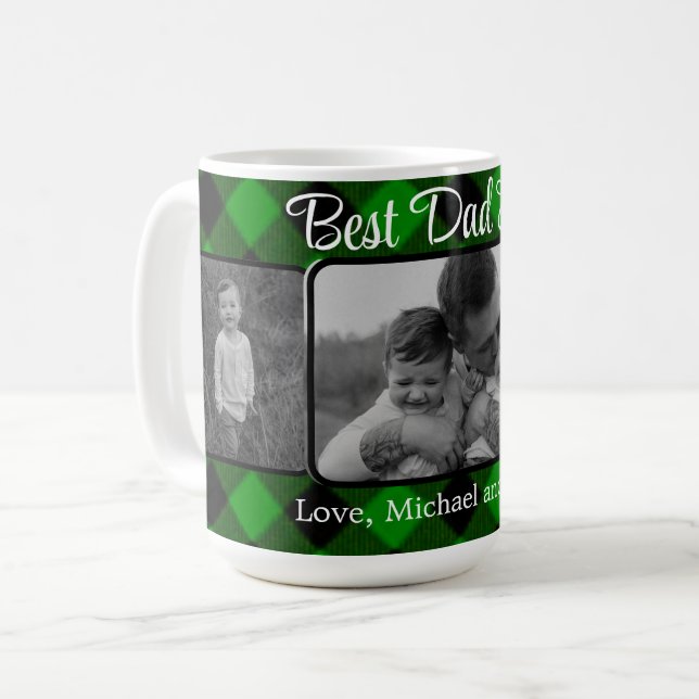 Mug Meilleur papa jamais Noël classique vert Plat (Devant gauche)