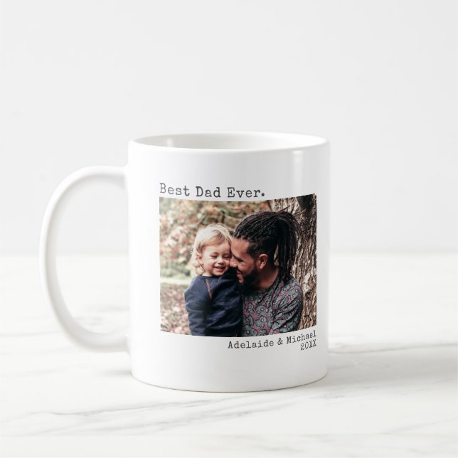 Mug Meilleur Papa Jamais Photo Machine Personnalisée (Gauche)