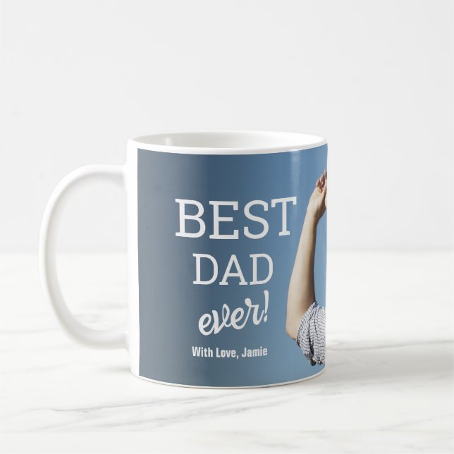 Mug Meilleur papa jamais photo personnalisée moderne (Gauche)