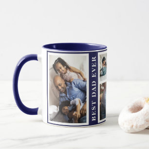 Mug Meilleur papa Jamais simple 5 photo collage blanc 