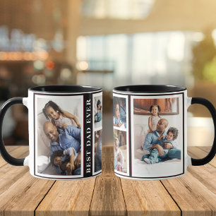 Mug Meilleur papa Jamais simple 5 photo collage noir