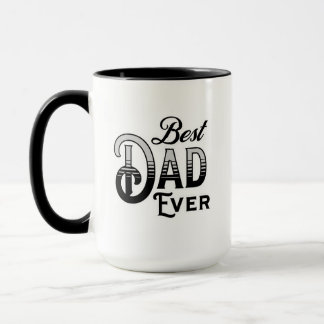 Mug Meilleur papa jamais | Texte Vintage noir et blanc