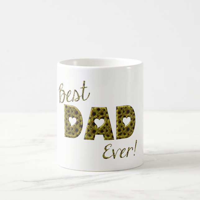 Mug Meilleur papa jamais tournesol typographie de la f (Centre)