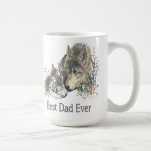 Mug Meilleur papa jamais Wolf Aquarelle Animal Ar