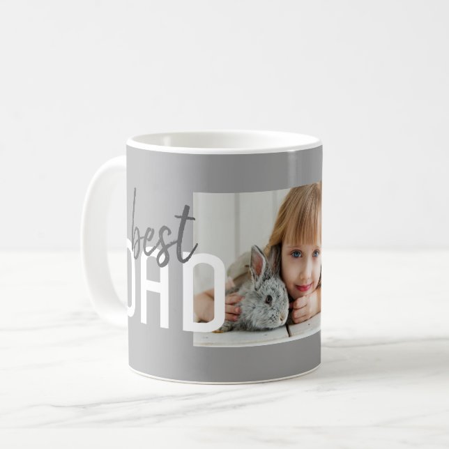 Mug Meilleur papa Modern Grey Photo Fête du Père (Devant gauche)