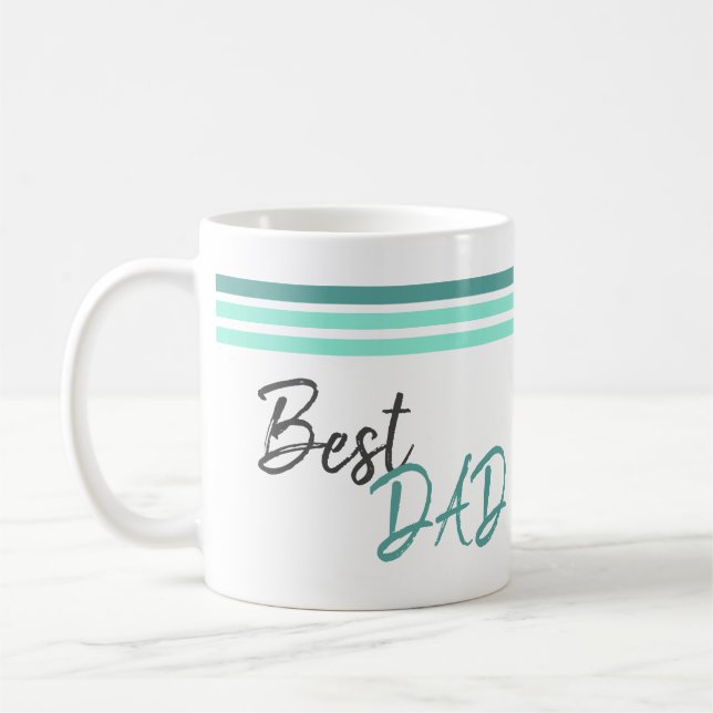 Mug Meilleur papa Moderne Turquoise Script Fête des Pè (Gauche)