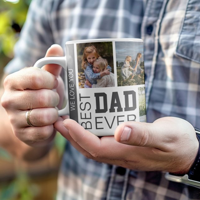 Mug Meilleur papa photos personnalisées (Create your own Best Dad Ever Personalized Photo Collage Mug by MINTIC DESIGN STUDIO)