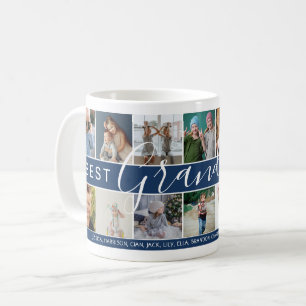 Mug Meilleur Papy du Monde Moderne Collage Photo & Nom