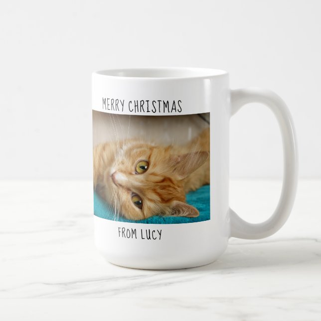 Mug Meilleur Père Chat du Monde - photo de Noël (Droite)