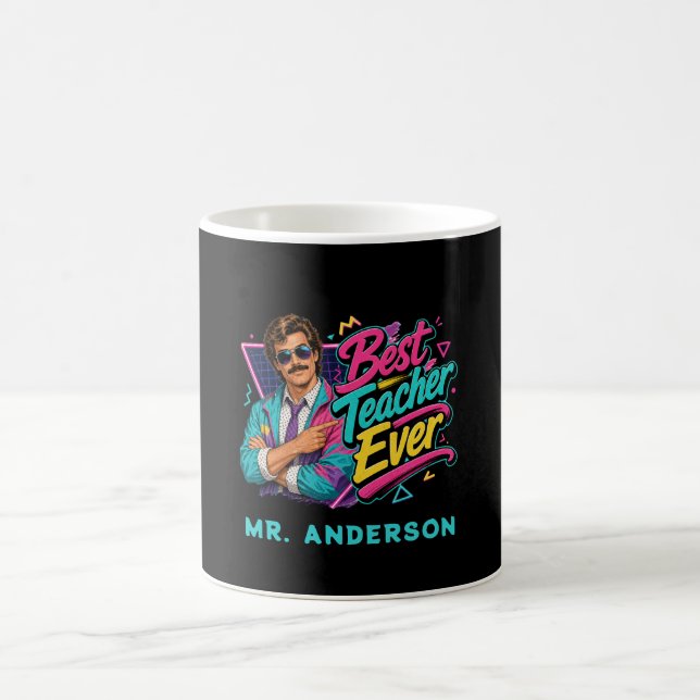 Mug Meilleur Prof Ever ! Personnalisé 80s Rétro pour L (Centre)