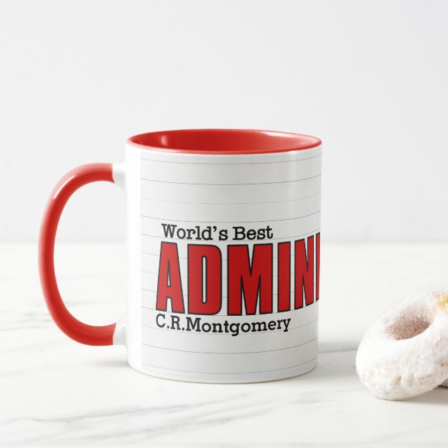 Mug Meilleur professionnel administratif lié au monde (Avec donut)