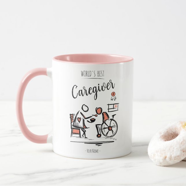 Mug Meilleur professionnel et personne en fauteuil rou (Avec donut)