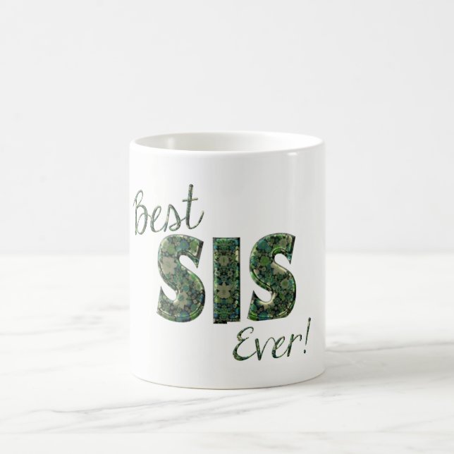 Mug Meilleur Sis Jamais Vert Typographie Florale Soeur (Centre)