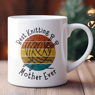 Mug Meilleur Tricot Mère Jamais Rétro Sunset Heart Fil