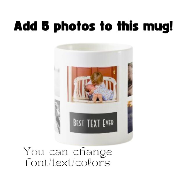 Mug Meilleur (VOTRE TEXTE) Collage de photos (Créateur téléchargé)
