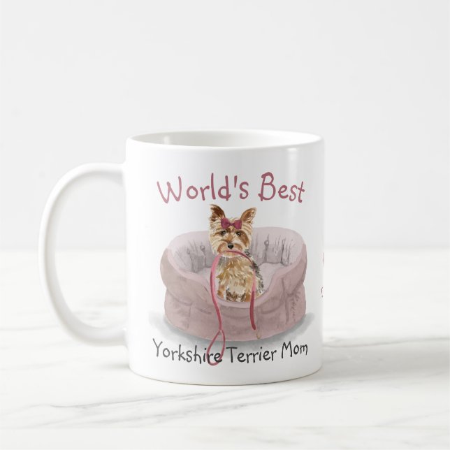Mug Meilleur Yorkshire Terrier Maman Aquarelle Nom (Gauche)