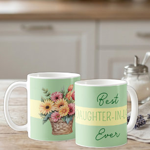 Mug Meilleure belle-fille jamais gerbera fleurs vertes